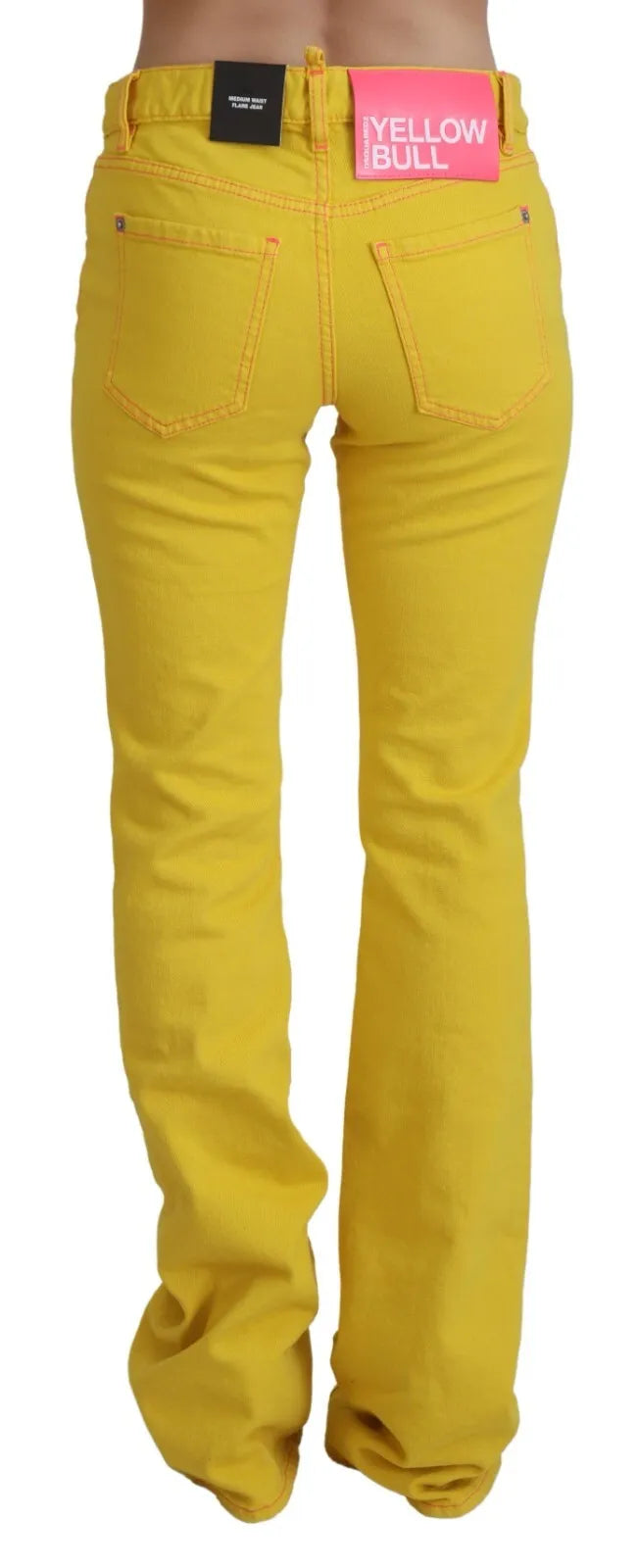 Dsquared² Gelbe Denim-Hosenjeans mit mittlerer Taille aus Baumwolle und Schlaghose