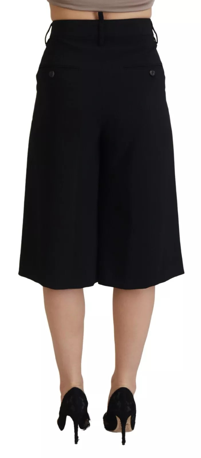 Dsquared² Schwarze Hose mit hoher Taille und weitem Bein, gekürzt