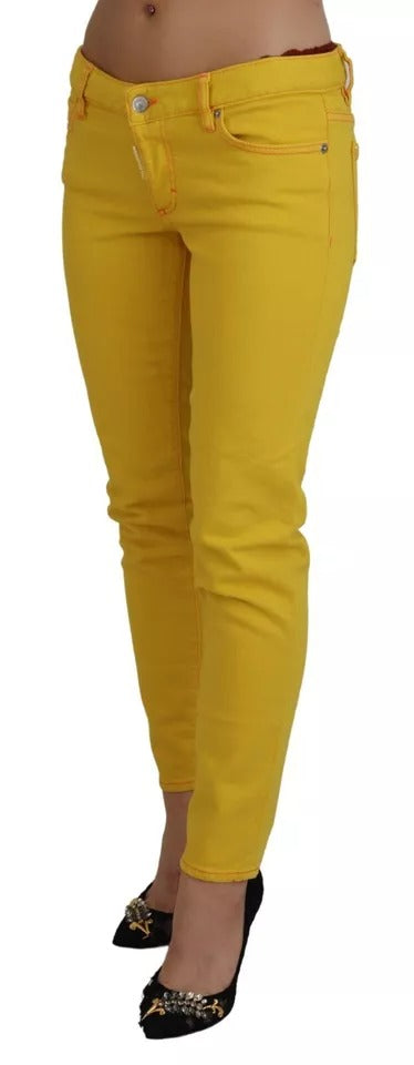 Dsquared² Gelbe Baumwolle LowWaist Cropped Jennifer Denim Jeans