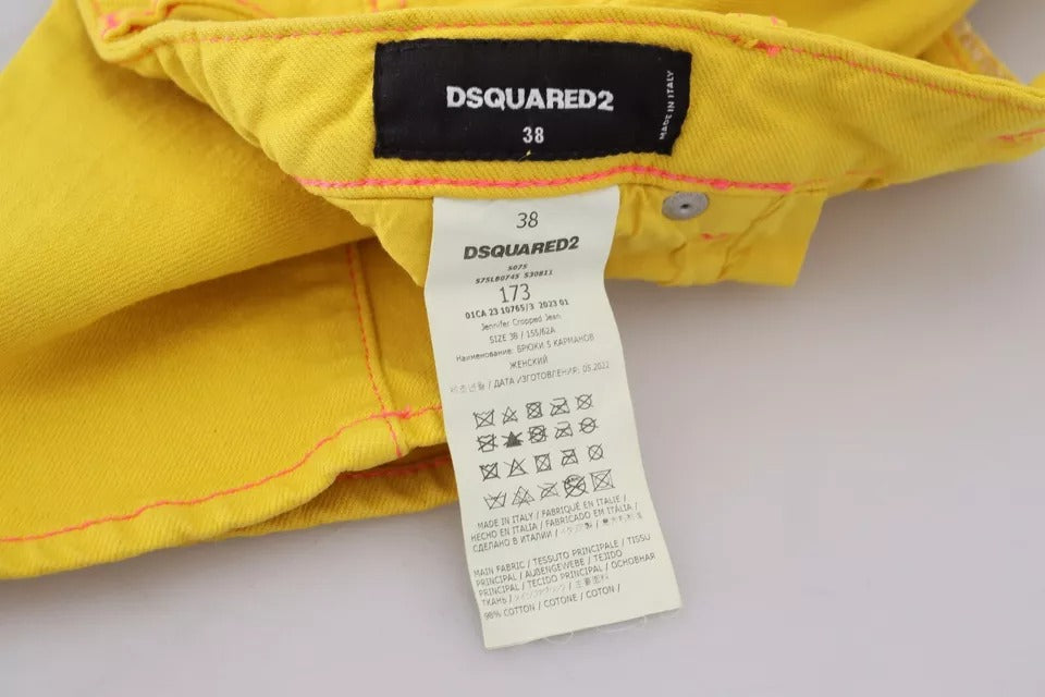 Dsquared² Gelbe Baumwolle LowWaist Cropped Jennifer Denim Jeans