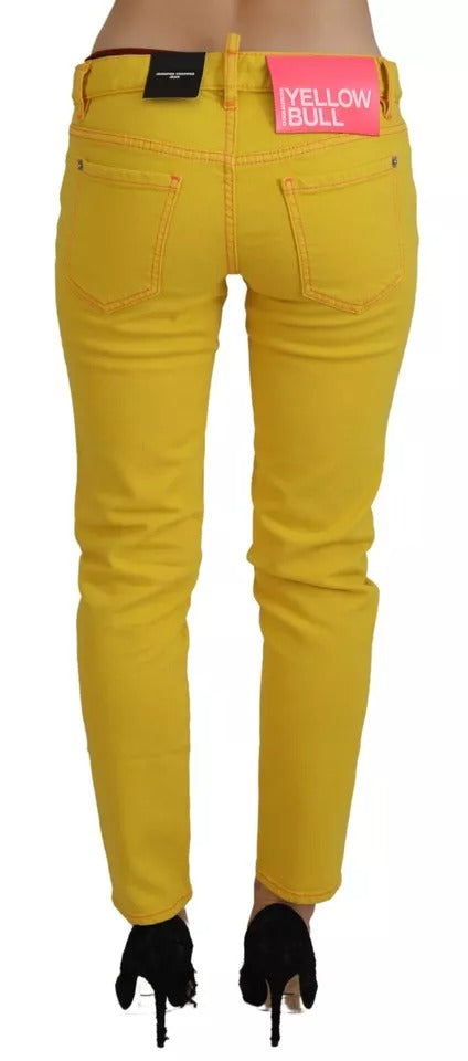 Dsquared² Gelbe Baumwolle LowWaist Cropped Jennifer Denim Jeans