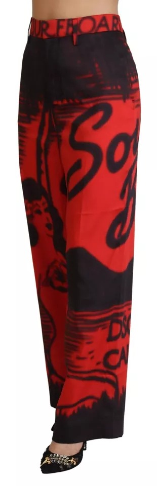 Dsquared² Rote bedruckte High Waist Straight Pants