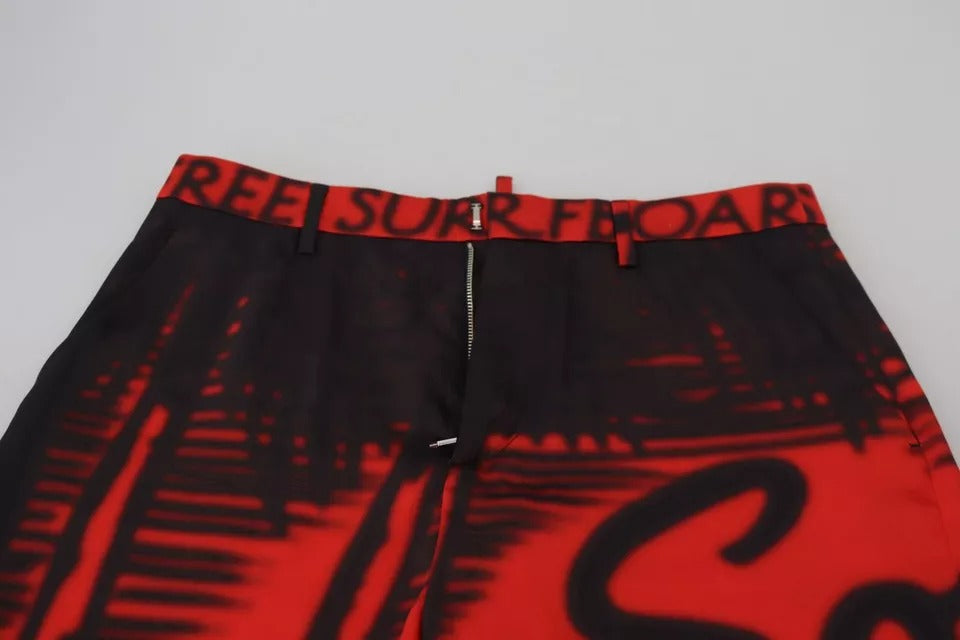 Dsquared² Rote bedruckte High Waist Straight Pants