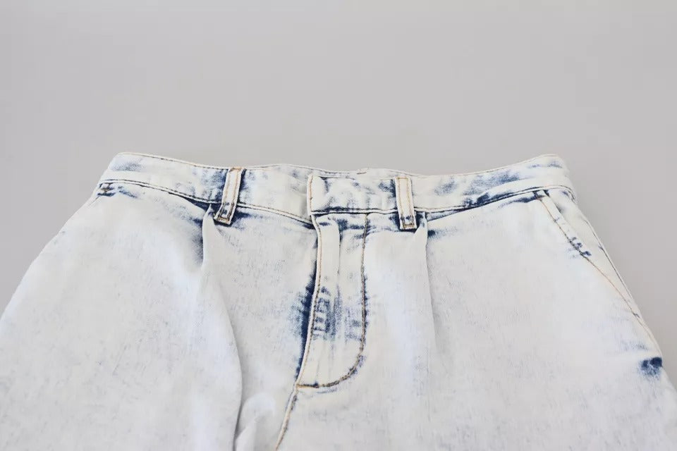 Dsquared² Hellblaue Straight Denim Jeans mit hoher Taille aus Baumwolle