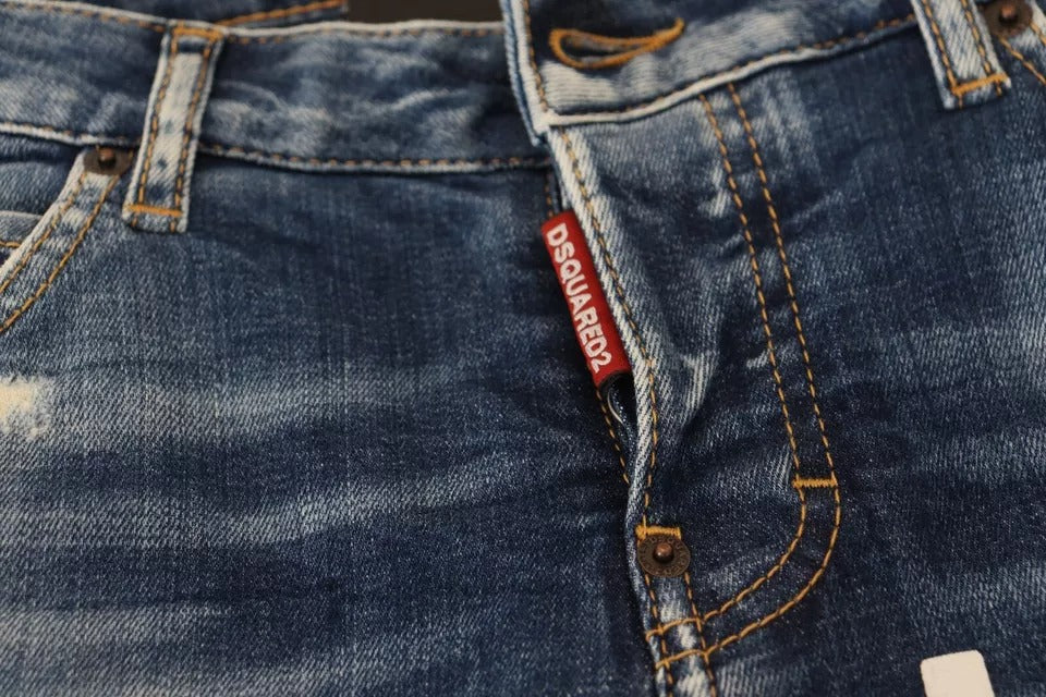 Dsquared² Blaue Icon Low Waist Cropped Cool Girl Denim Jeans