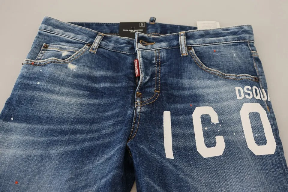 Dsquared² Blaue Icon Low Waist Cropped Cool Girl Denim Jeans