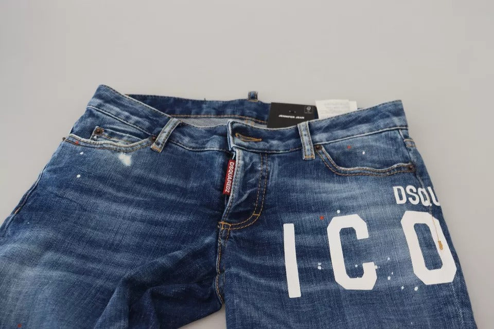 Dsquared² Blaue Icon Skinny Jennifer Denim Jeans mit niedriger Taille