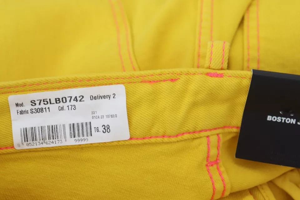Dsquared² Gelbe High Waist Straight Denim Boston Jeans aus Baumwolle