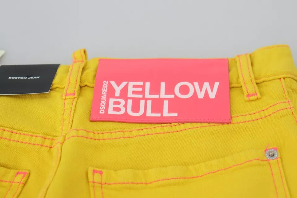Dsquared² Gelbe High Waist Straight Denim Boston Jeans aus Baumwolle