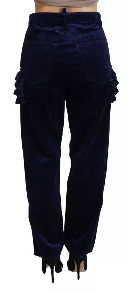 Dsquared² Blaue Rüschen HighWaist Cotton Denim Boston Fit Hose