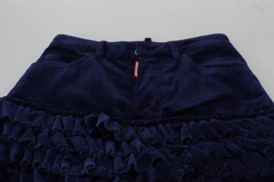 Dsquared² Blaue Rüschen HighWaist Cotton Denim Boston Fit Hose