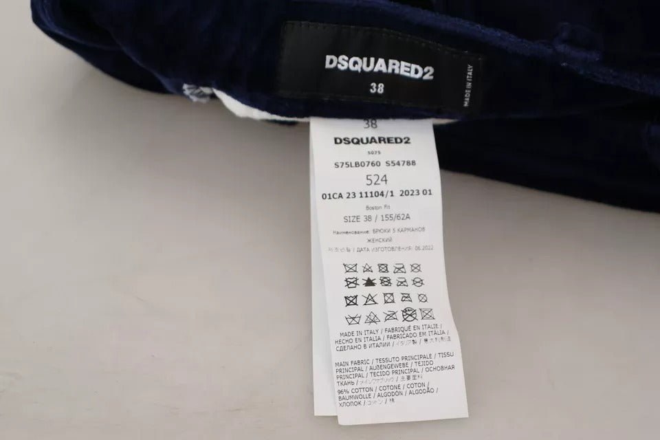 Dsquared² Blaue Rüschen HighWaist Cotton Denim Boston Fit Hose
