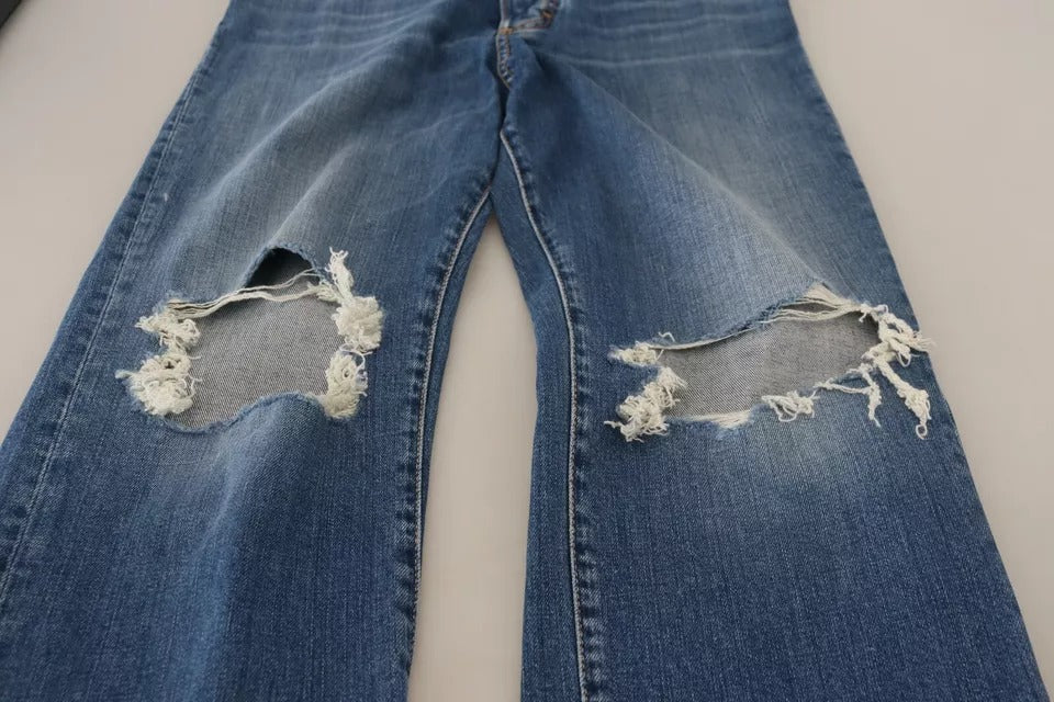 Dsquared² Blaue Straight-Denim-Jeans mit hoher Taille und Verzerrungen
