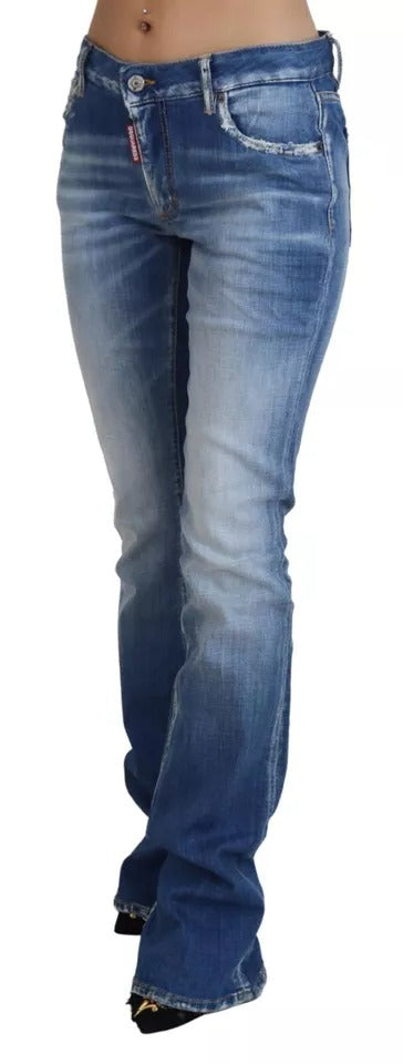 Dsquared² Blaue Denim-Jeans mit mittlerer Taille aus gewaschener Baumwolle