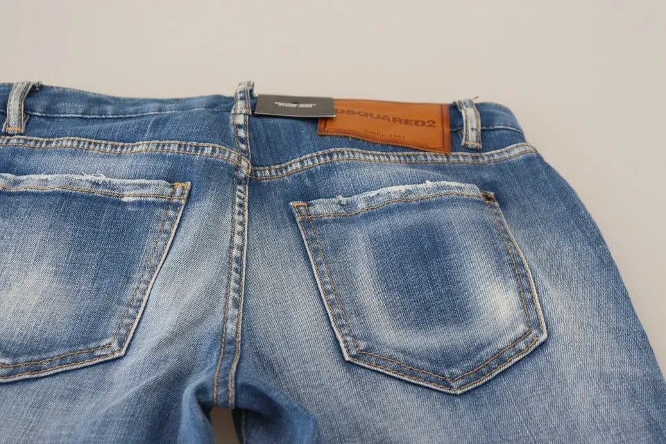 Dsquared² Blaue Denim-Jeans mit mittlerer Taille aus gewaschener Baumwolle