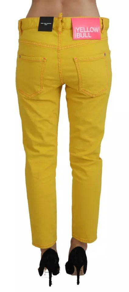 Dsquared² Gelbe Baumwolljeans mit niedriger Taille aus Denim Cool Girl Jeans
