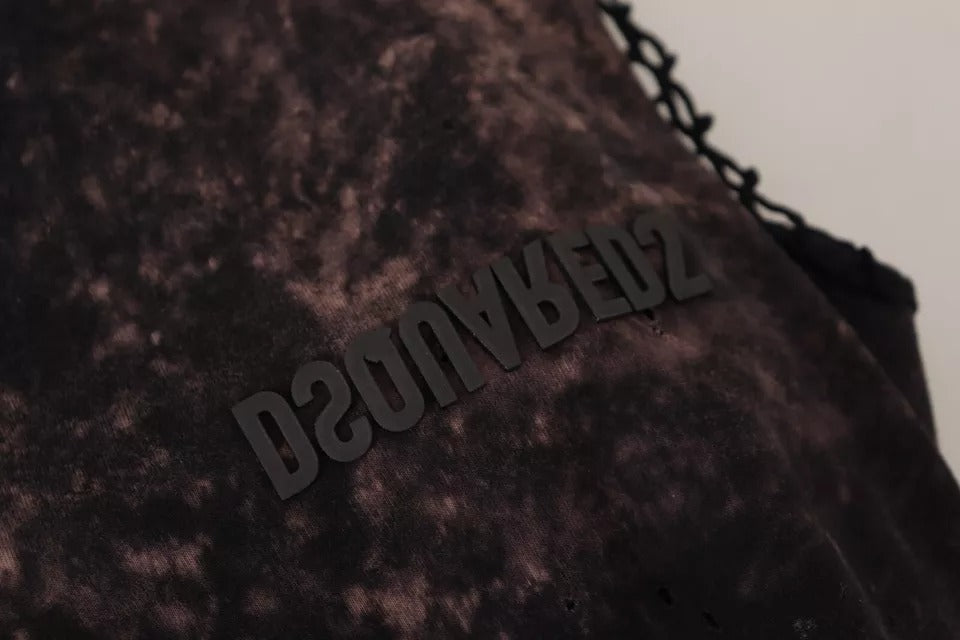 Dsquared² Schwarzes Tie Dye Mesh Langarm-Baumwoll-Shiftkleid