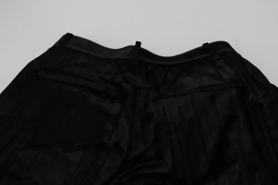 Dsquared² Schwarze plissierte Hose mit hoher Taille und weitem Bein