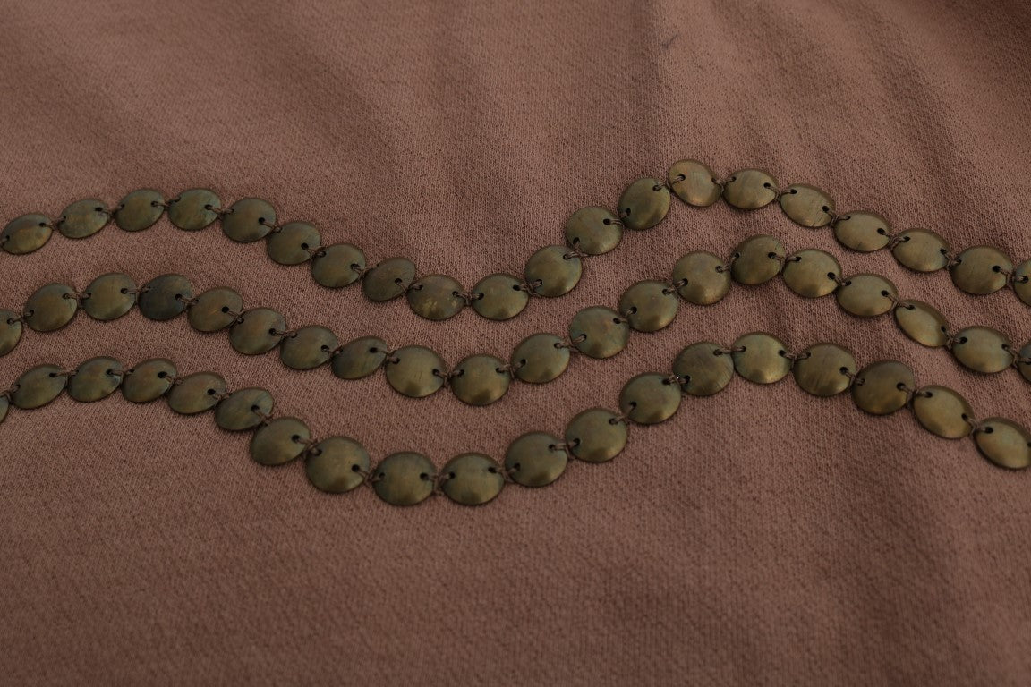 John Galliano Brauner Pullover mit Nieten aus Baumwolle