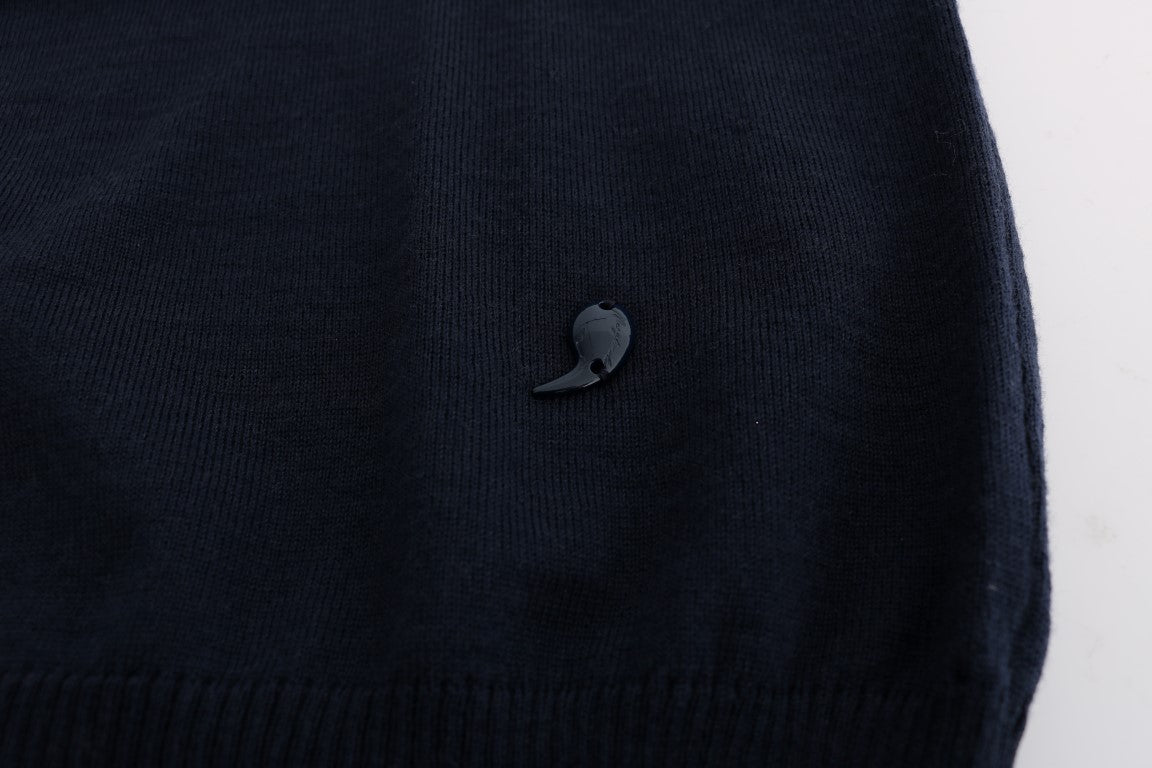 MARGHI LO' Blaues langärmeliges Shiftkleid aus Wolle