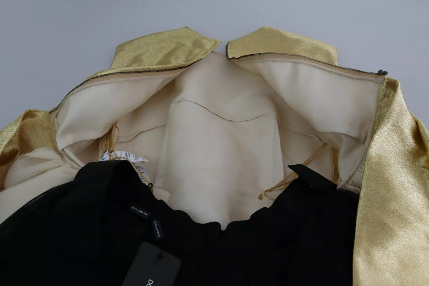 Dolce & Gabbana Polyester Gold Ärmelloses A-Linien Tüllkleid
