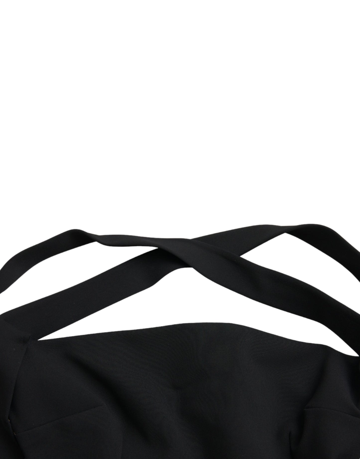 Dolce & Gabbana Schwarzes ärmelloses Midikleid mit Mantelhalter