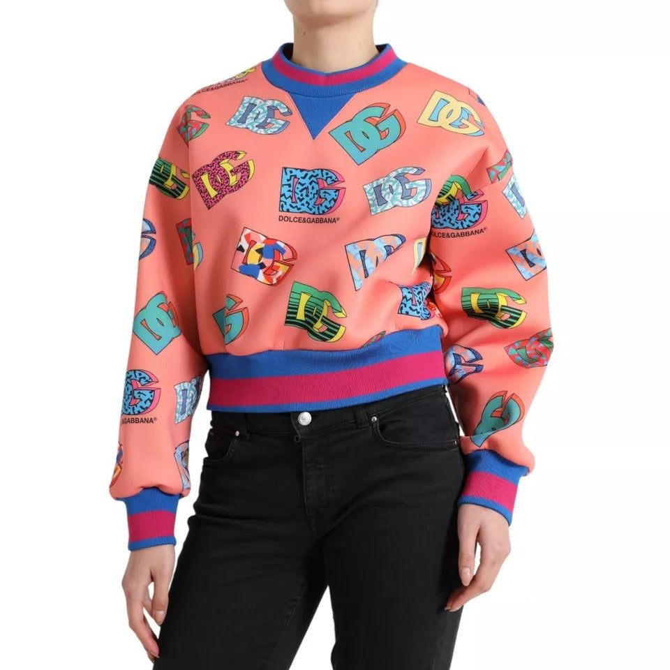 Dolce & Gabbana Lachsrosa Logo Print Sweatshirt Pullover