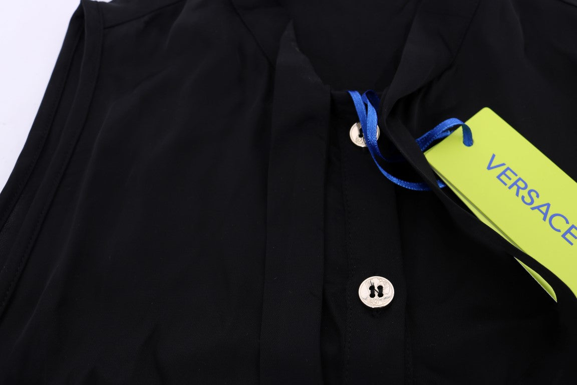 Versace Jeans Schwarzes ärmelloses Viskoseblusentop