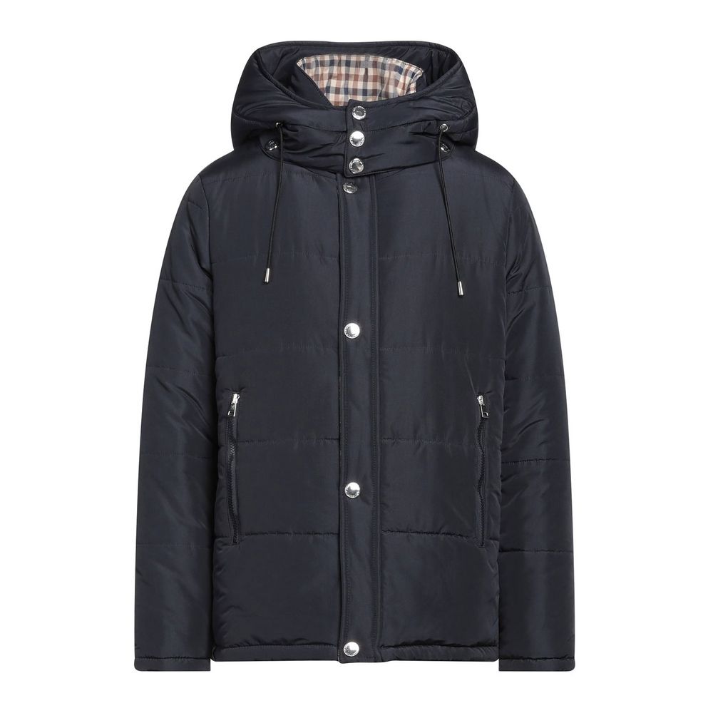 Aquascutum Elegante blaue Jacke mit abnehmbarer Kapuze