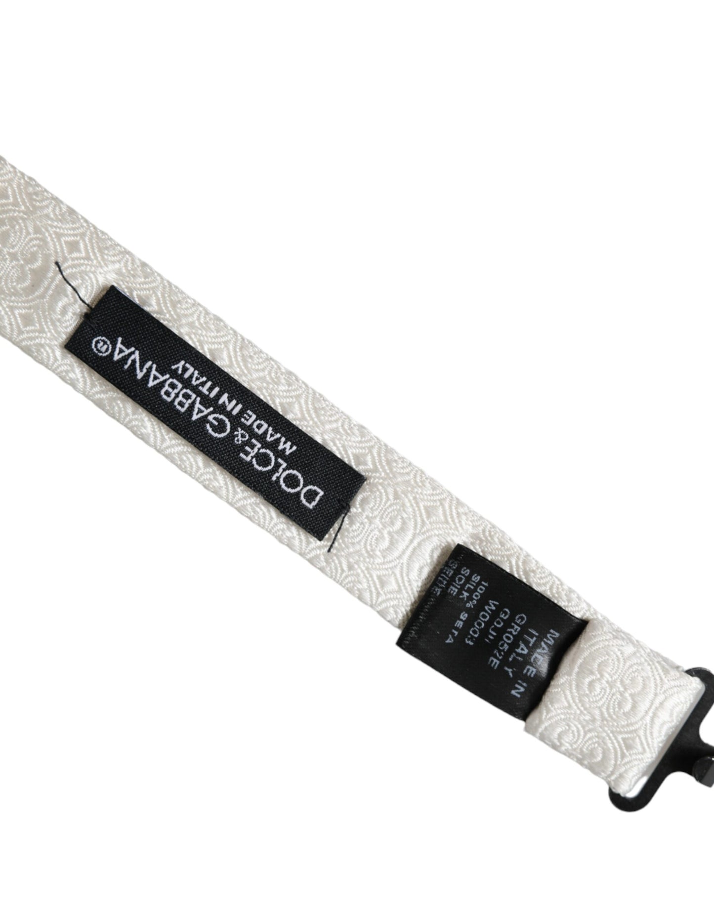 Dolce & Gabbana Weiße Seide gemustert Einstellbare Hals Männer Papillon Fliege