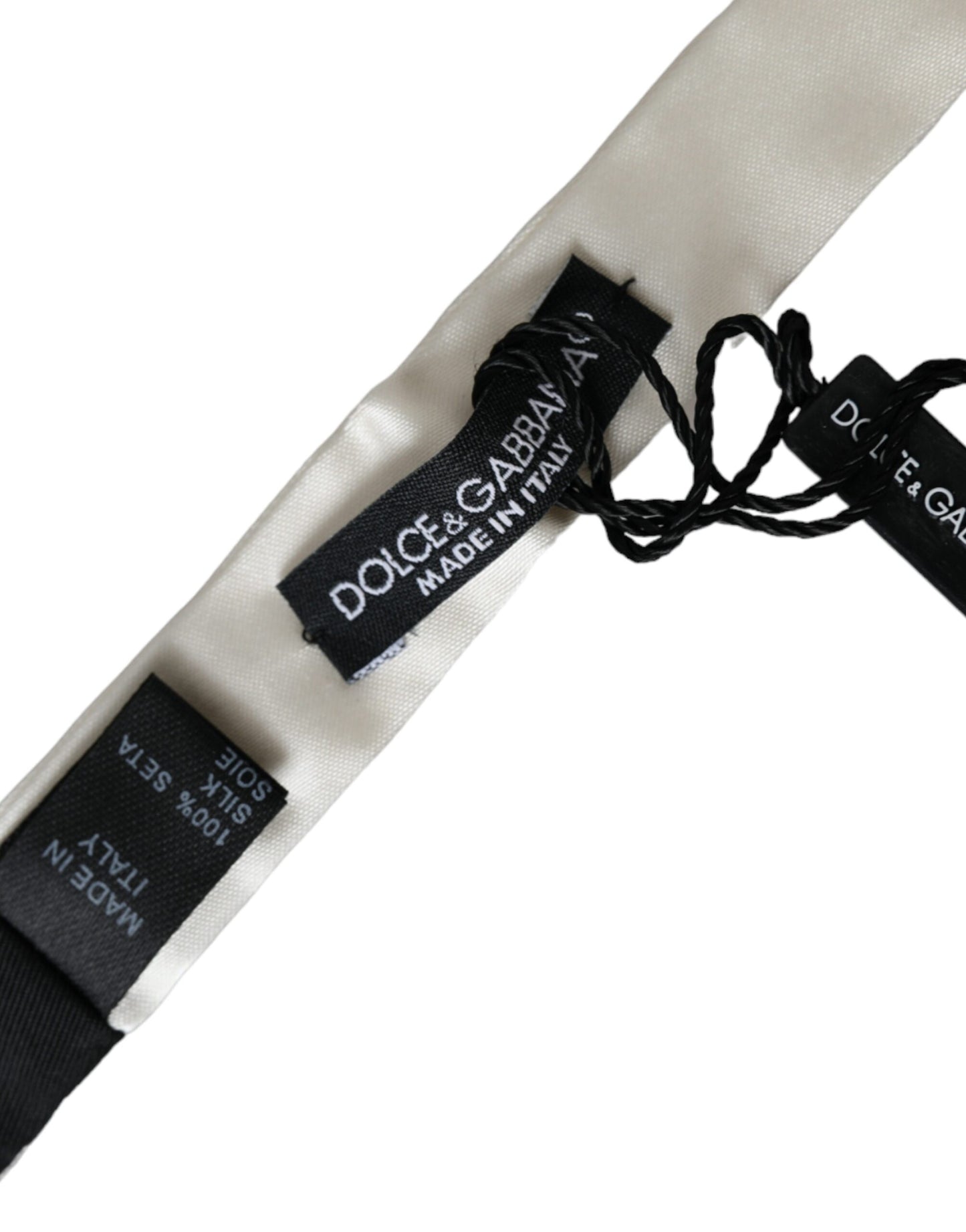 Dolce & Gabbana Weiße Seide Slim Skinny Krawatte Männer Fliege