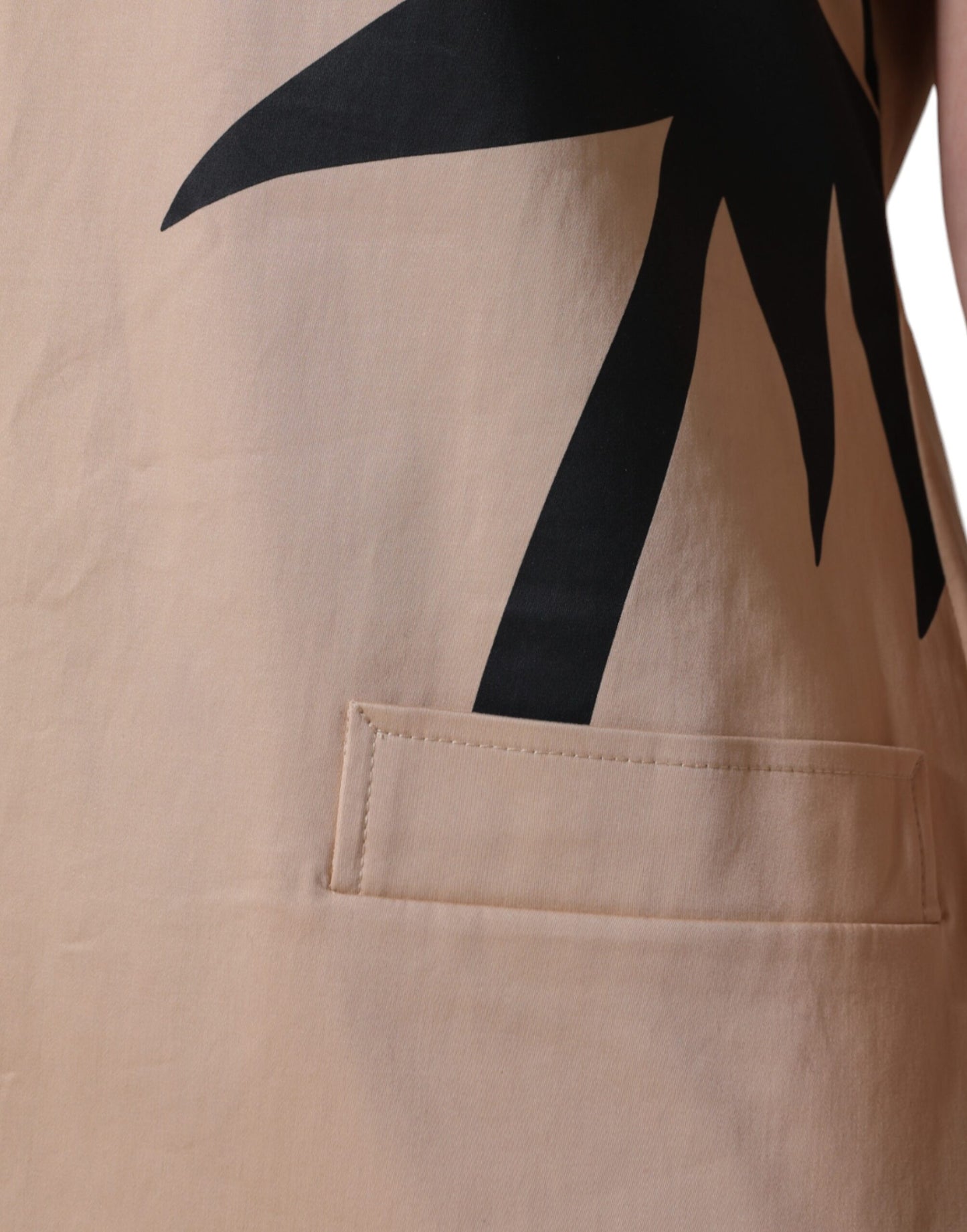Moschino Beigefarbenes Baumwollkleid mit kurzen Ärmeln und Knielänge