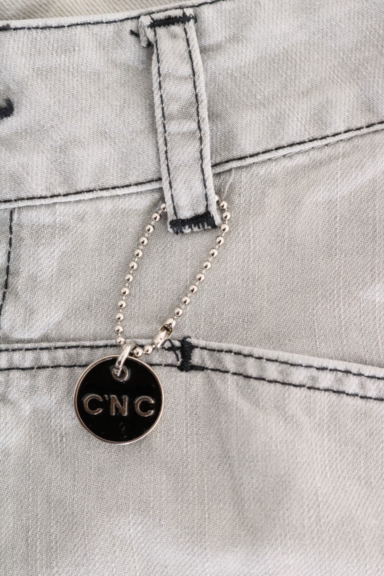 Costume National Graue Baumwollschlankjeans mit Waschung