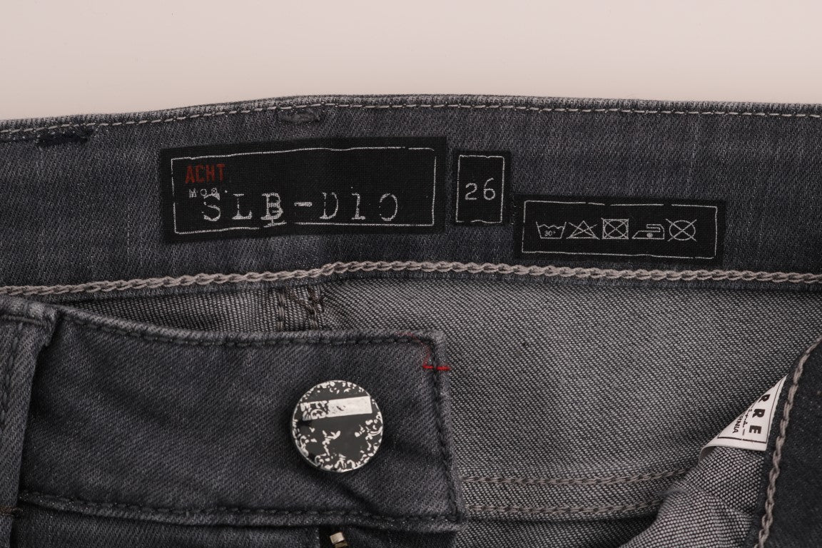 Acht Graue Slim Fit Denim-Jeans aus Baumwolle