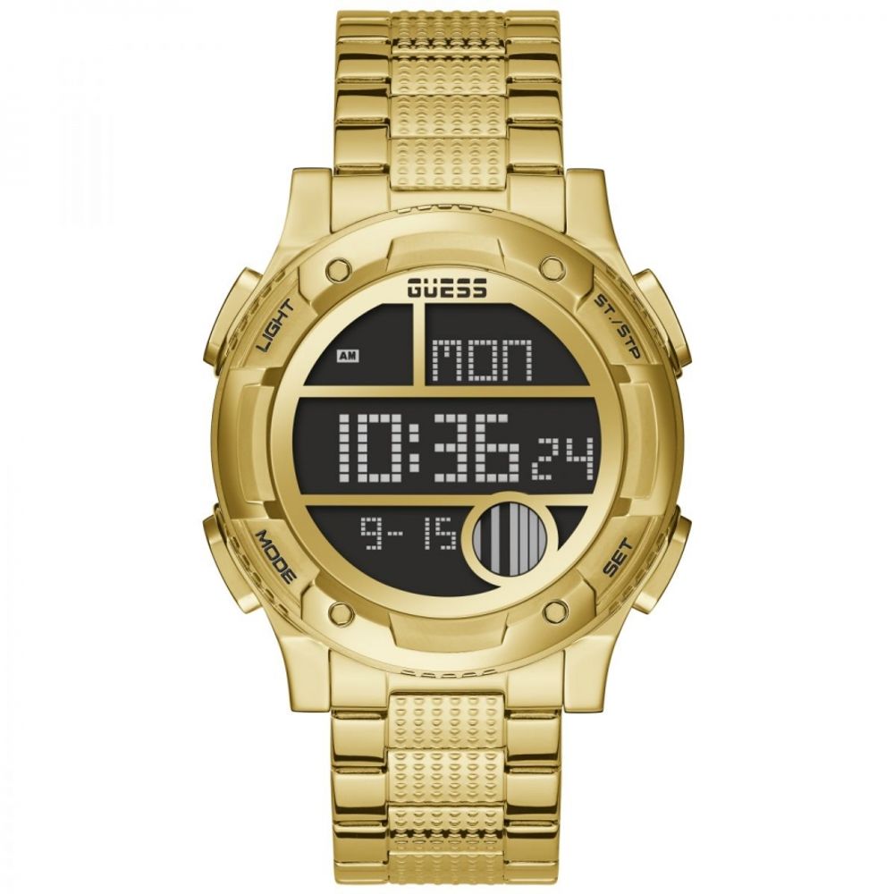 Guess Digitale Armbanduhr aus goldenem Edelstahl