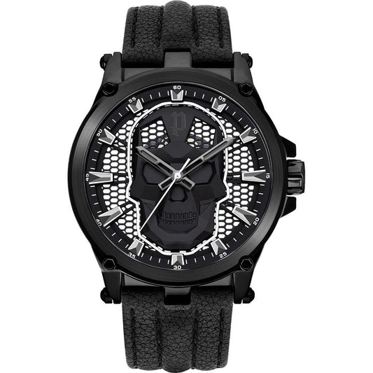 Police Schwarze Leder-Cocktailuhr
