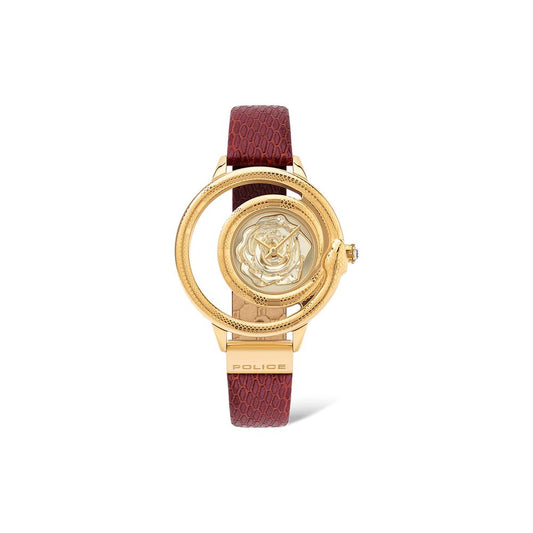 Police Rote Leder-Kleid-Uhr