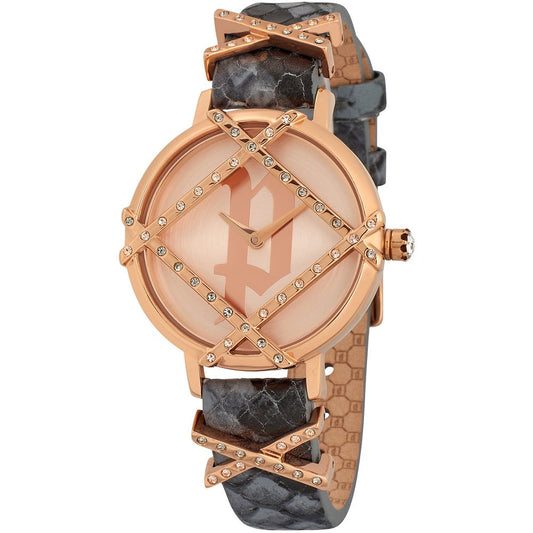 Police Elegante graue Leder-Armbanduhr