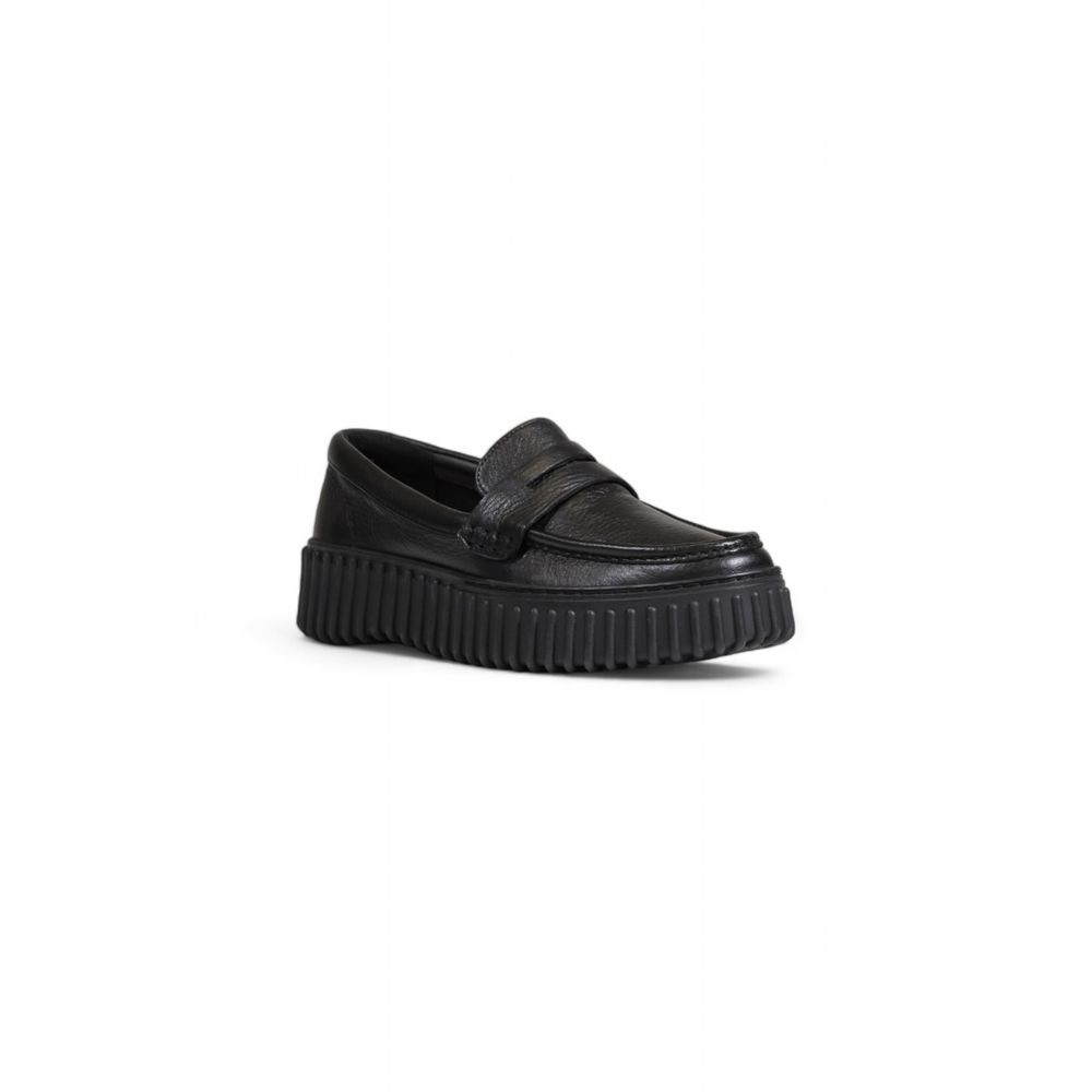 Clarks Schwarze Lederplattform