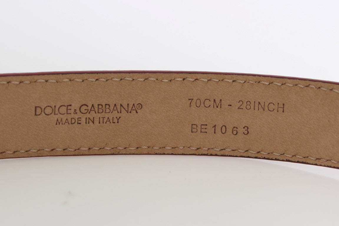 Dolce & Gabbana Rosa Polka-Schlangenhaut Gürtel mit Silberschnalle