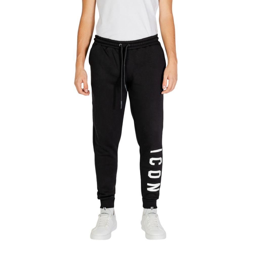 Icon Schwarze und weiße Baumwoll-Jogger Workout-Hose