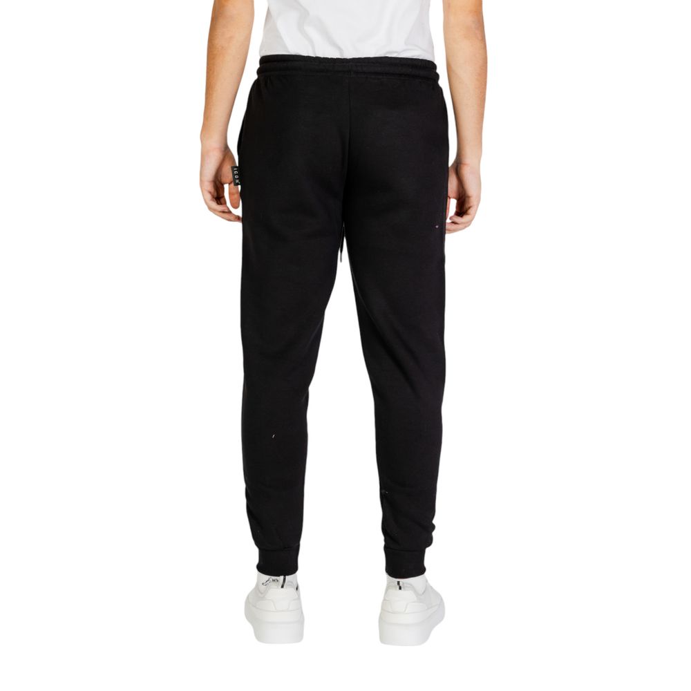 Icon Schwarze und weiße Baumwoll-Jogger Workout-Hose