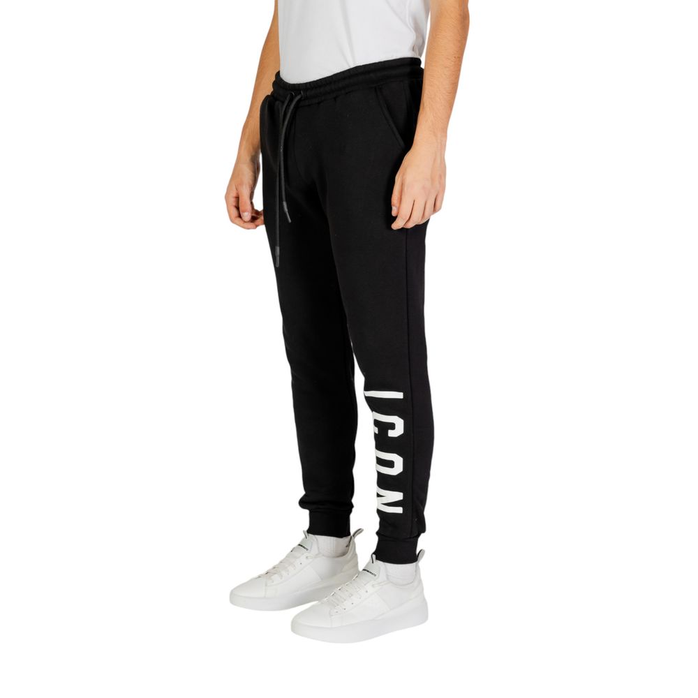 Icon Schwarze und weiße Baumwoll-Jogger Workout-Hose