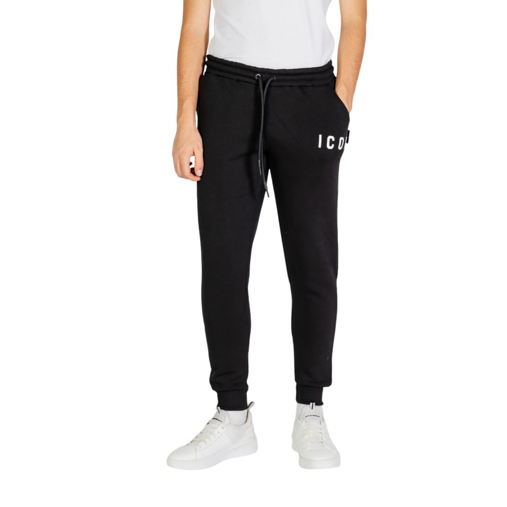 Icon Schwarze und weiße Baumwoll-Jogger Workout-Hose
