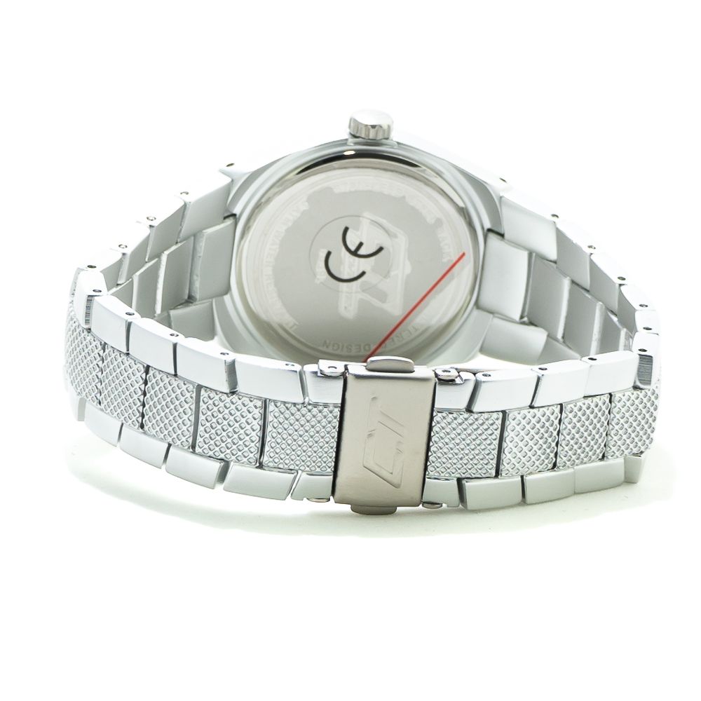 Chronotech Silberne Edelstahl-Armbanduhr