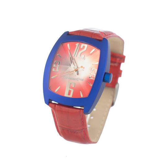 Chronotech Rote Leder-Kleid-Uhr