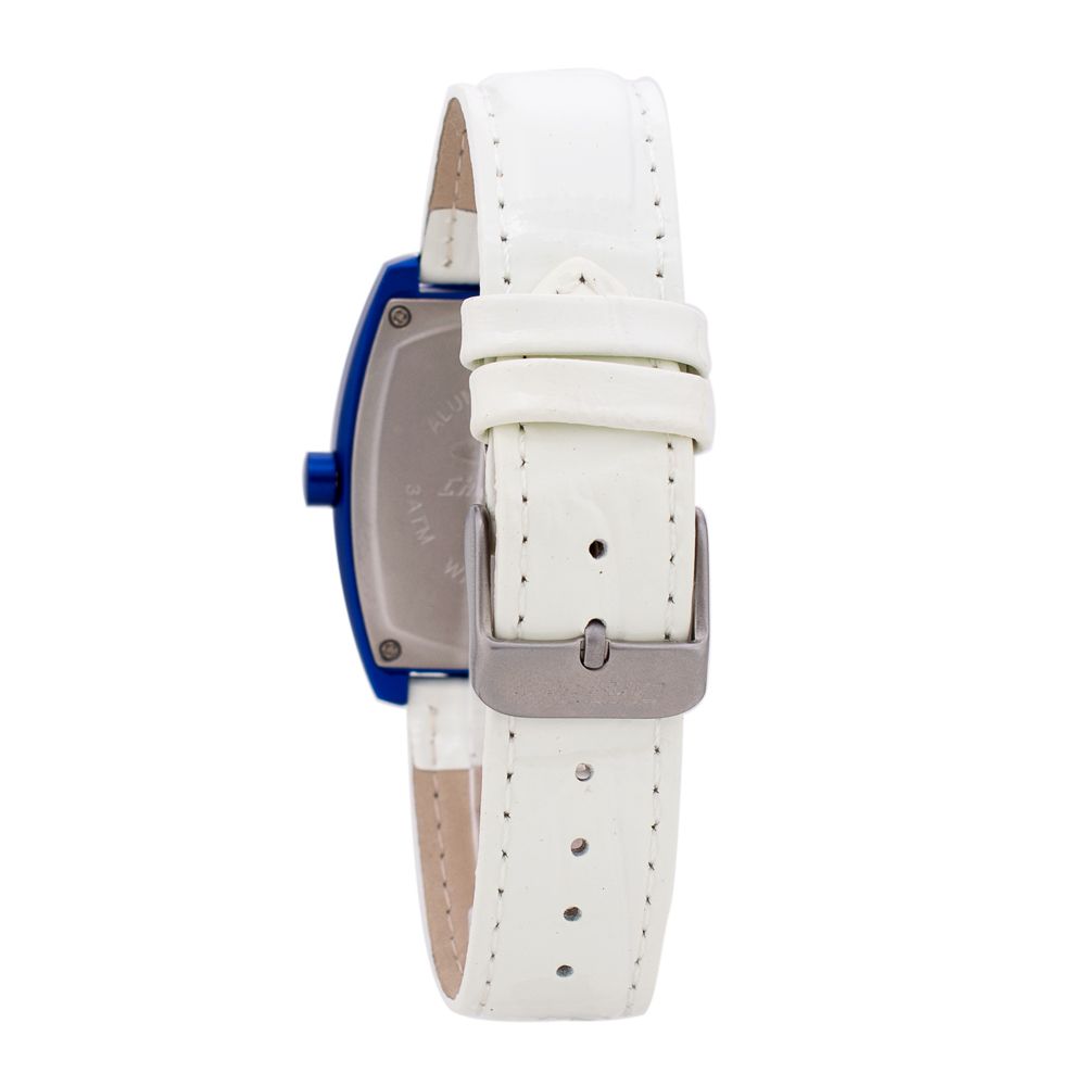 Chronotech Elegante weiße Leder-Armbanduhr