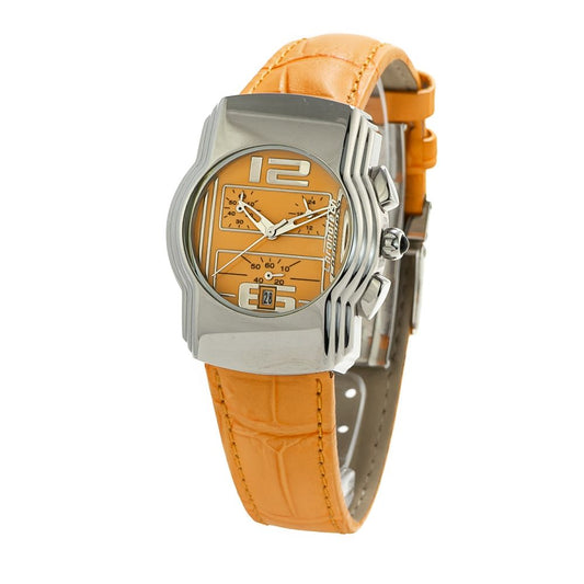 Chronotech Orangefarbenes Leder-Kleidungsstück-Armbanduhr