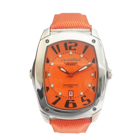 Chronotech Orange-farbenes Leder-Kleidungsstück-Armbanduhr