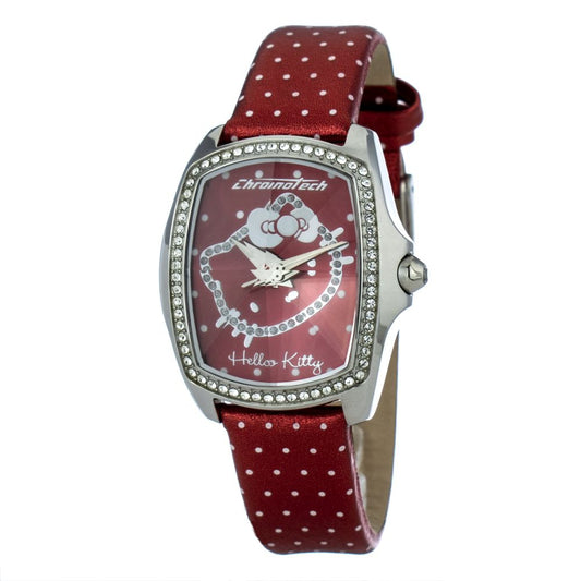 Chronotech Rote Leder-Kleid-Uhr